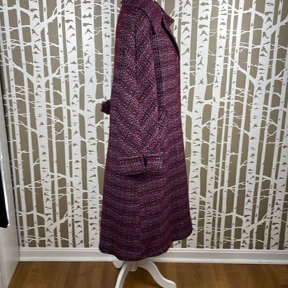 Vtg 60s Maroon, Light Blue & Black Tweed Plaid Coat - UNIQUE - Picture 3 of 9
